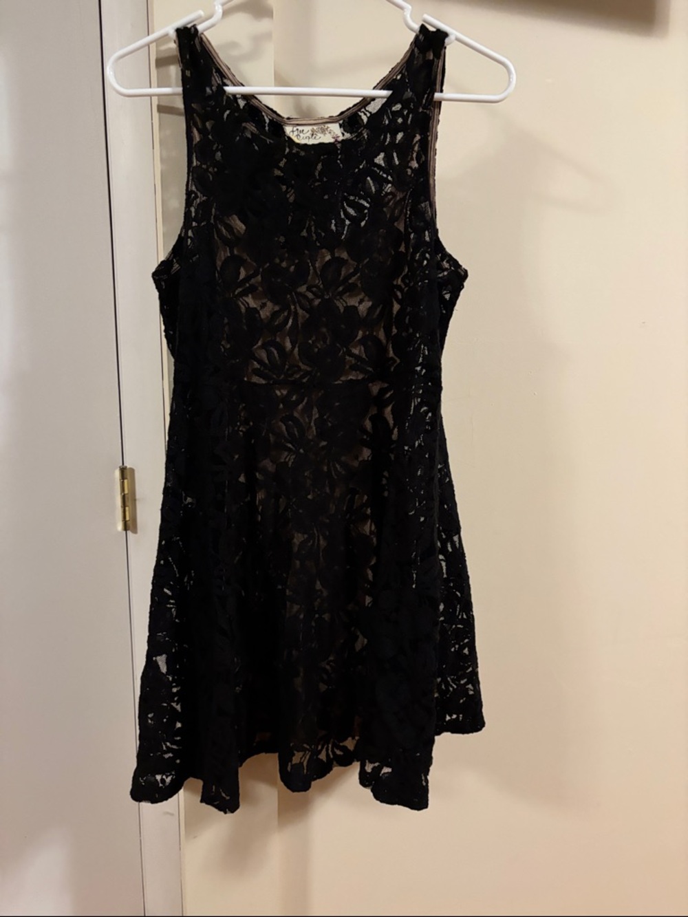 Free People Black Floral Lace Mini Dress
